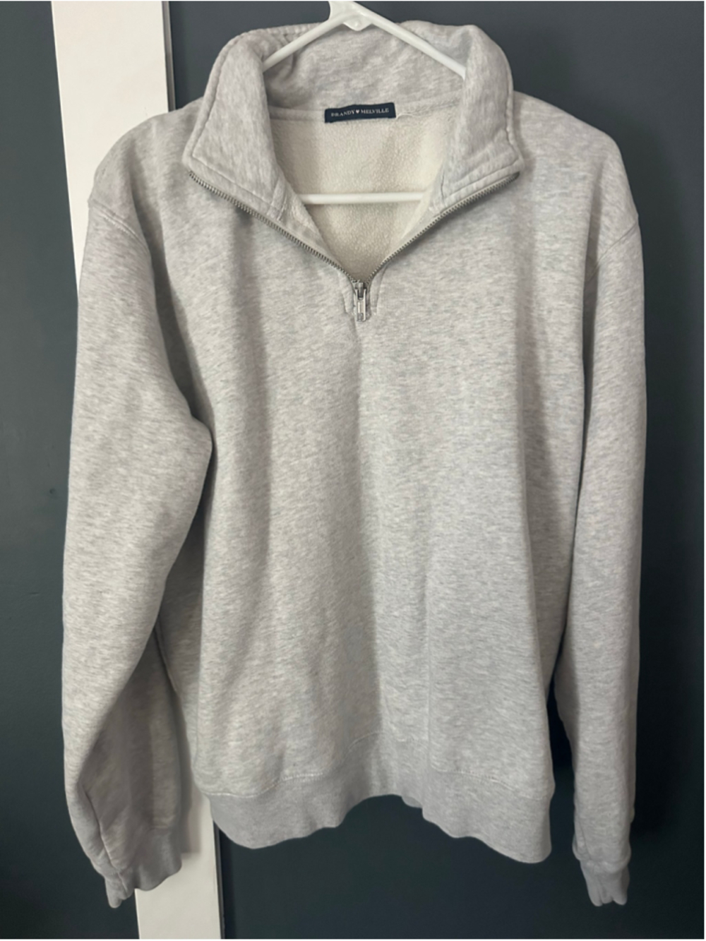 Women's Brandy Melville Quarter Zip Sweatshirt Grey Size XS